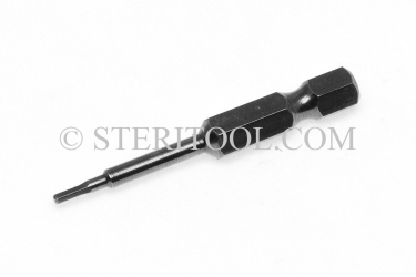 #11390 - 1.0mm Hex x 2"(50mm) OAL Stainless Steel Power Bit. hex bit, power bit, stainless steel